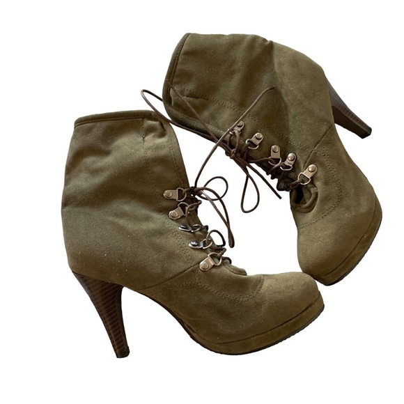 Wenjhen Women Lace Up Flanging Boots High Heel Ankle Round Toe Pumps Sho… - Picture 2 of 6